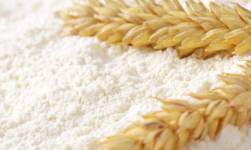detail of wheat flour and wheat ears